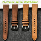 Brazalete de cuero vintage de 20 mm y 22 mm para Samsung Galaxy Watch 4–7 y Xiaomi Redmi Watch – Brazalete clásico para reloj inteligente con diseño dorado 