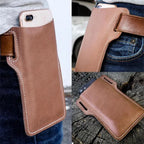 Herren PU-Leder Handy Gürteltasche - Bolsa de cintura con funda para teléfono para viajes, actividades al aire libre, camping y todo tipo de etiquetas 