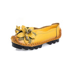 Feerldi Damen Retro Ballerinas – Zapatos de cuero hechos a mano, zapatos planos lujosos y mocasines con aplicación de flores