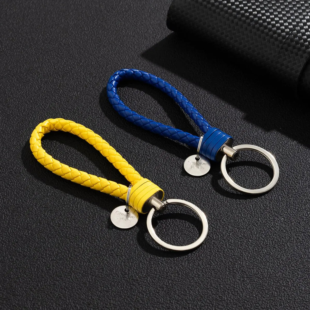 2er Set PU-Leder Schlüsselanhänger – Geflochtener Keychain &amp; Bag-Pendant mit Metallring für Damen &amp; Herren 