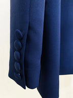 HIGH STREET Designer Damen Lederanzug 2024 – Langer Blazer mit Lederkragen & Gürtel, High Waist Pencil Hose, elegantes 2-teiliges Set