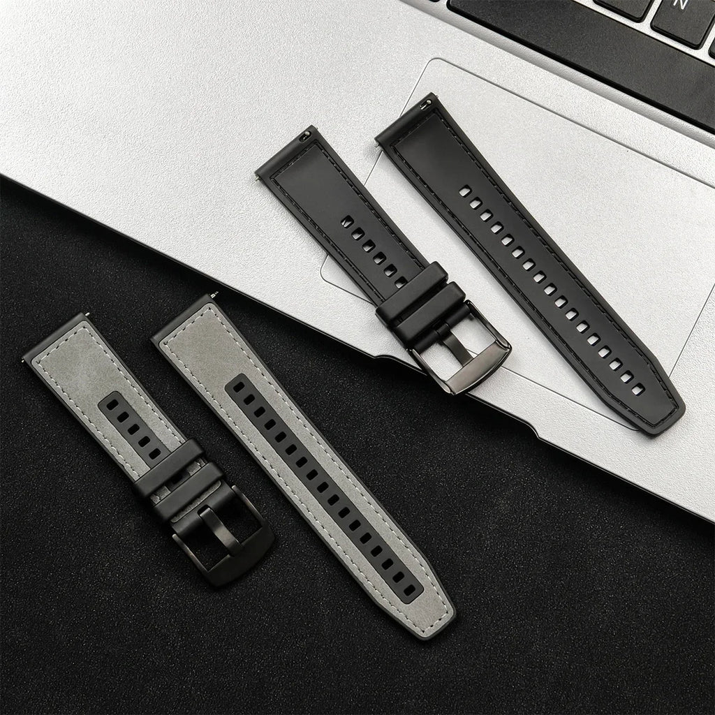 Brazalete de silicona de cuero de 22 mm para Huawei Watch GT5 / GT5 Pro / GT4 y Samsung Galaxy Watch – Brazalete híbrido robusto para modelos de 46 mm y 45 mm