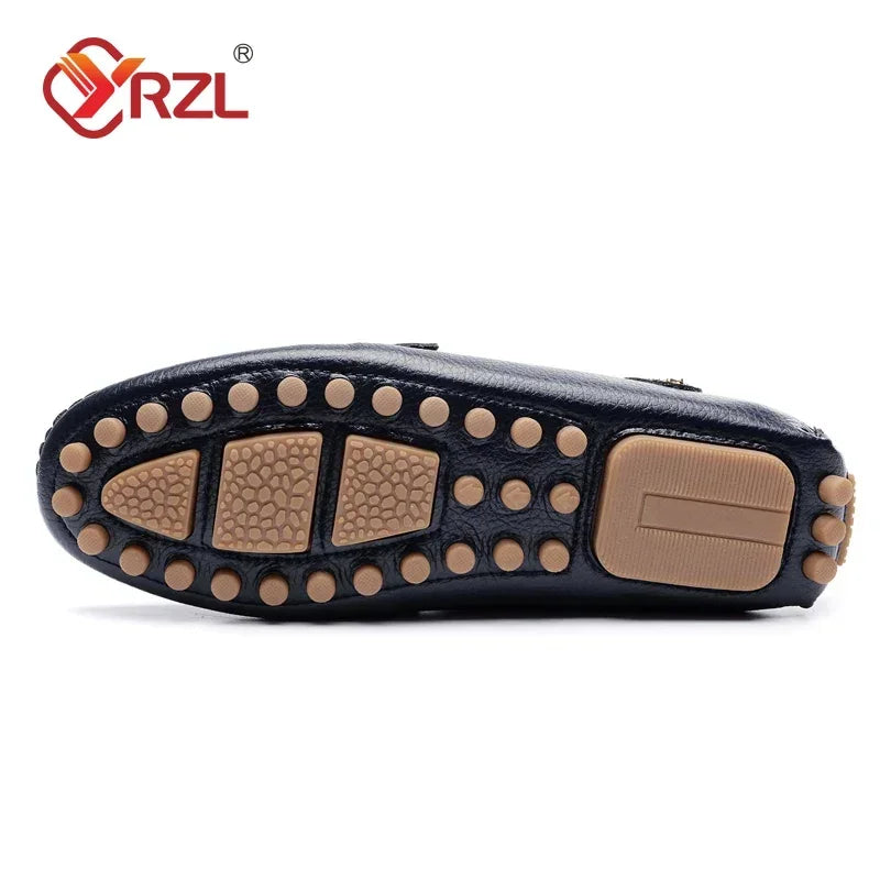 YRZL Herren Loafer Slip-On – Atmungsaktive Moccasins aus PU Leder in Weinrot, bequeme Driving Shoes bis Größe 48