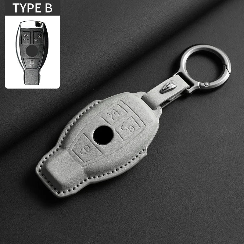 Vollumschließende Flip Leder Autoschlüssel Hülle für Mercedes-Benz – Premium Key Case Cover für A, C, E, S, G-Klasse, GLC, CLA, GLB, GLS, GLA (W177/W205/W213/W222/X167)
