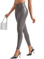 FITTOO Damen Winter Lederleggings High Waist – Skinny Push-Up PU Leggings mit Samt-Innenfutter & Stretch