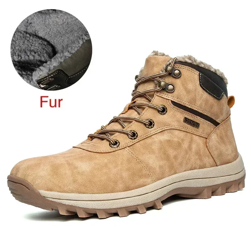 DEKABR Herren Winter Boots – Handgefertigte Schneestiefel aus echtem Leder mit Fell, Wasserdicht, Hoher Schaft, Größen 39-48