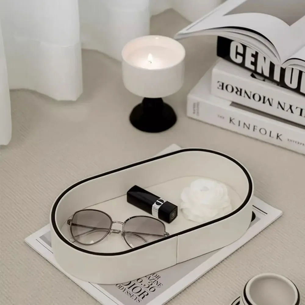 PU-Leder Aufbewahrungsbox & Ablageschale – Moderne Schmuck-, Schlüssel- & Kosmetik-Organizer für Flur, Wohnzimmer & Schreibtisch