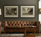 Chesterfield Sofa aus echtem Leder – Hochwertiges Oil-Wax Leder Sofa im American Style, 3-Sitzer Luxus Couch für Wohnzimmer