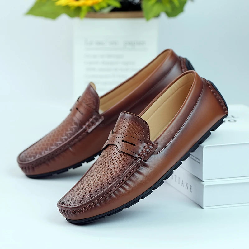 YRZL Herren Loafer aus PU Leder – Atmungsaktive Slip-On Driving Moccasins, rutschfeste Casual Boat Shoes für den Sommer