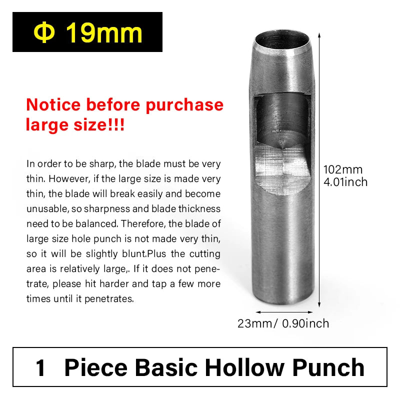 WUTA Runde Lederloch Stanzen Sets – 5–15 tlg. Hohlstanzer aus Carbonstahl für Uhrenarmbänder, Gürtel & DIY-Arbeiten