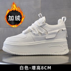 Damen Leder Plateau Sneaker mit verstecktem Absatz – Zapatillas con cuña de 9 cm aus echtem Leder für Herbst &amp; Winter 