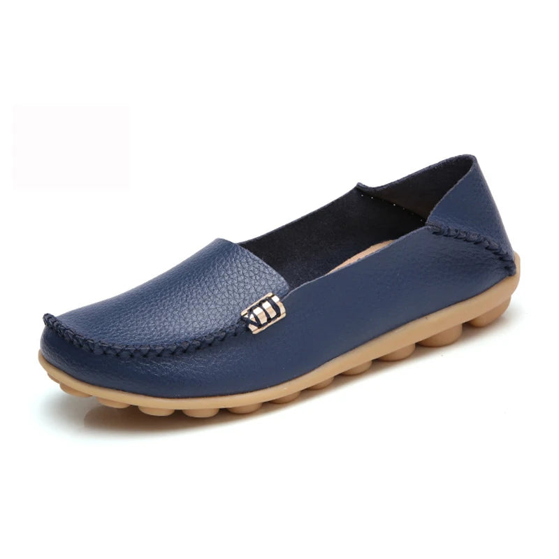 KUIDFAR Damen Flats 2024 – Bequeme Slip-On Loafers aus echtem Leder, Soft Moccasins für Alltag und Freizeit, Plus Size