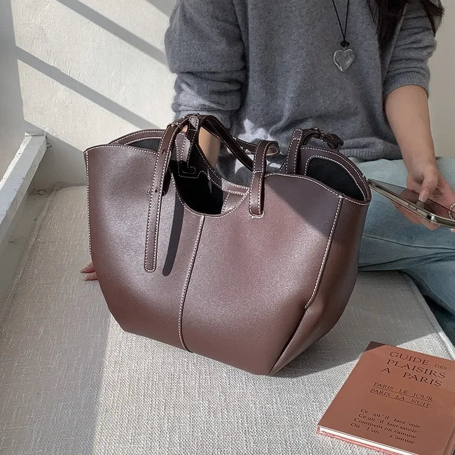Vintage Damen Handtasche mit großem Fassungsvermögen – Elegante Schulter- & Unterarmtasche aus hochwertigem PU-Leder für Alltag & Shopping