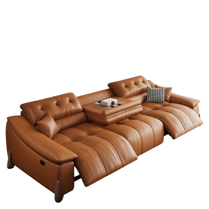 Elektrisches italienisches Multifunktions-Ledersofa – Minimalistisches Designer Schlafsofa aus Rindsleder, hochwertiges Relax-Sofa für Wohnzimmer