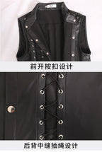 Herren Punk Lederweste Slim Fit – Ärmellose PU-Leder Weste mit Bandagen-Design, Club & Stage Wear für Männer von M bis 4XL