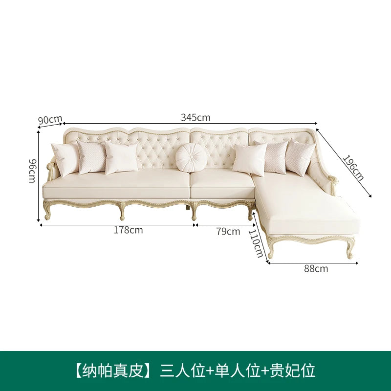 Amerikanisches Light-Luxury Ledersofa – Moderne französische Wohnlandschaft aus echtem Leder, europäisches Ecksofa für stilvolle Wohnzimmer