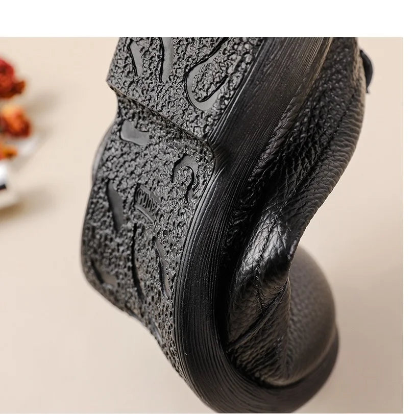 feerldi Damen Leder Flats WB-308K – Retro Slip-On Loafers, Weiche, Anti-Rutsch Mokassins, Elegante grüne Flats für Alltag & Büro