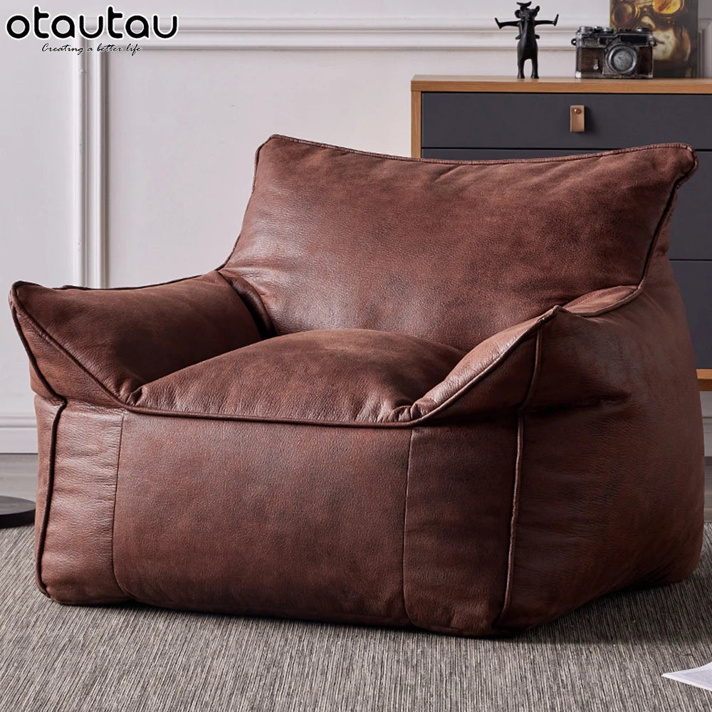 Luxuriöser Lazy Sofa Bean Bag Bezug aus Faux-Wildleder – Single Sitzsack-Hülle ohne Füllung für Wohnzimmer & Leseecke
