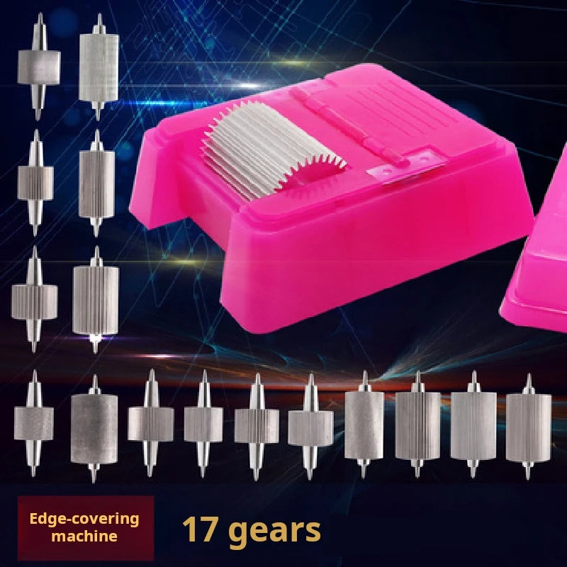 Quadratisches Lederkanten-Farbroller Set - Profi Oil Edge Box Werkzeug mit Zahnrädern für saubere Lederkanten (Rosé-Rot) 