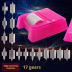 Quadratisches Lederkanten-Farbroller Set - Profi Oil Edge Box Werkzeug mit Zahnrädern für saubere Lederkanten (Rosé-Rot) 