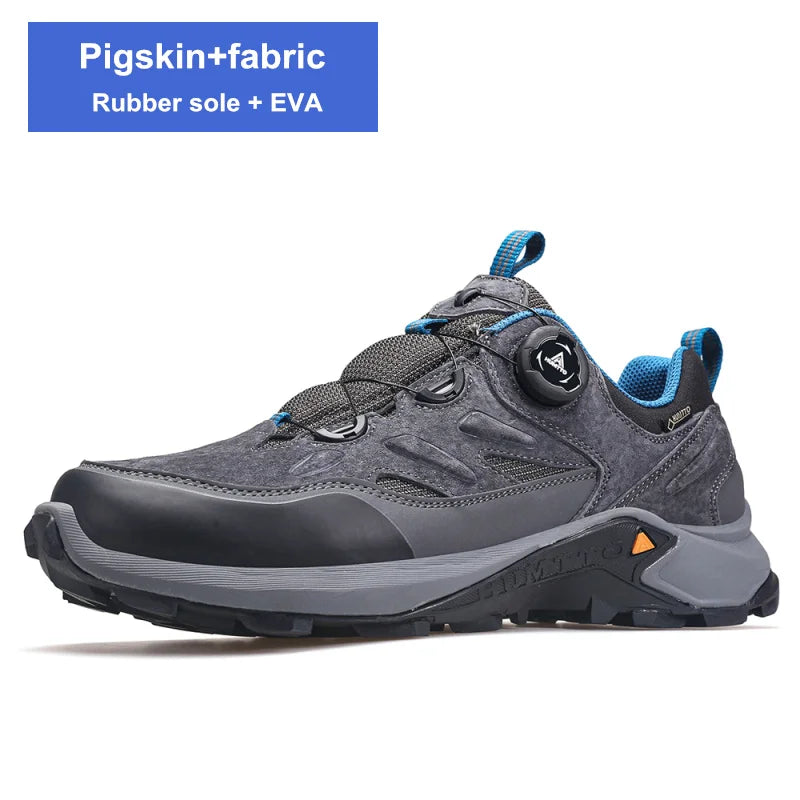 HUMTTO Herren Leder Sneaker – Luxus Outdoor Hiking Boots, Atmungsaktive Wander- und Trekking-Schuhe, Rutschfest & Wasserabweisend