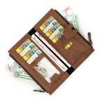 CEXIKA Damen Langgeldbörse aus PU-Leder – Große Kapazität, Handyfach, Kartenfächer & Reißverschluss, modische Wallet im europäischen Stil