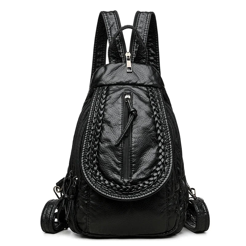 VANDERWAH Damen Rucksack Weiß – Kleiner PU Leder Rucksack mit mehreren Fächern, weich & vielseitig