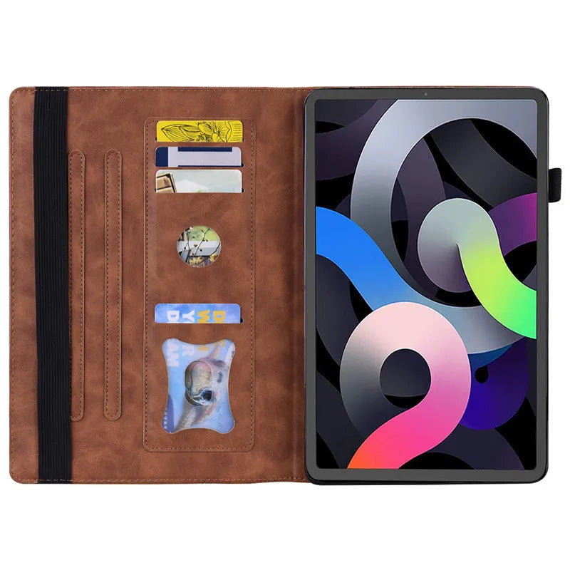 Funda tipo billetera de cuero de PU de lujo para iPad 11 (11. Generación 2025 / A16) y iPad 10. Generación - Funda con tapa con función de tarjeta y soporte 