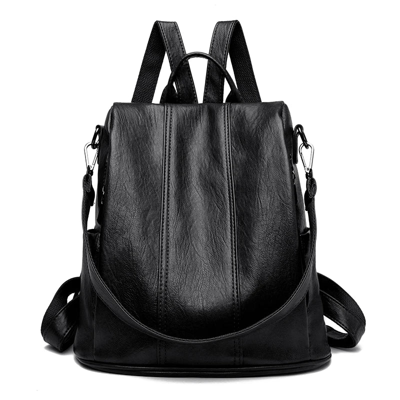 KMFFLY Damen Anti-Diebstahl Rucksack – Vintage PU-Leder Rucksack mit großem Stauraum für Schule, Alltag & Reise