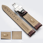 Leder Uhrenarmband mit Holzbox & Butterfly-Schließe – Hochwertiges Ersatzarmband aus echtem Leder in 18mm, 20mm & 22mm