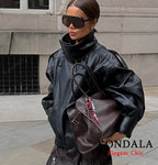 Damen PU Lederjacke mit Stehkragen – Pilot Jacke mit Reißverschluss, Streetwear Herbst Winter 2025