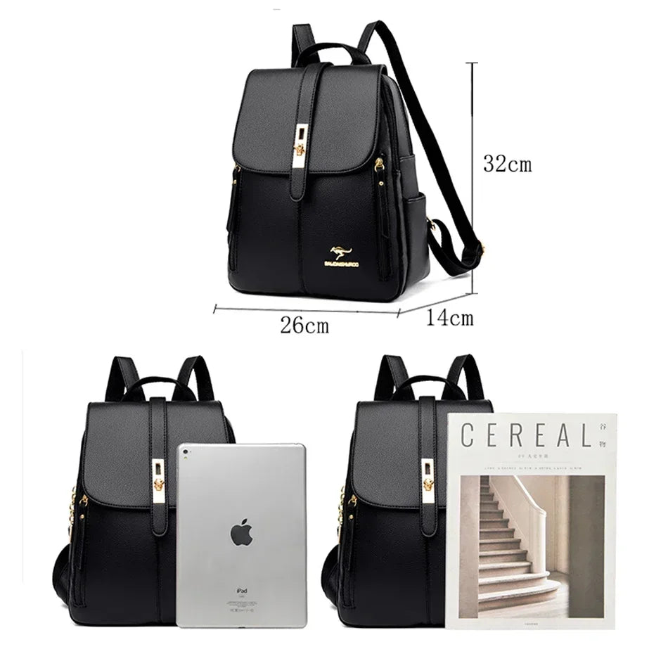 VANDERWAH Damen Leder-Rucksack – Vintage Schul- & Reiserucksack aus Mikrofaser-Leder mit großem Stauraum