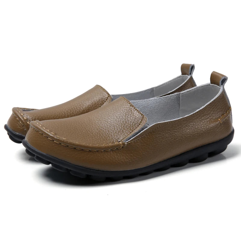 HAJINK Damen Flats 2024 – Weiche Slip-On Loafers aus echtem Leder, elegante Moccasins für Alltag & Freizeit, Plus Size