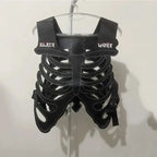 Gothic Skull Weste aus PU-Leder – Herren Dark Streetwear Weste mit 3D Skelett-Design, Hollow Look für Alltag & High Street