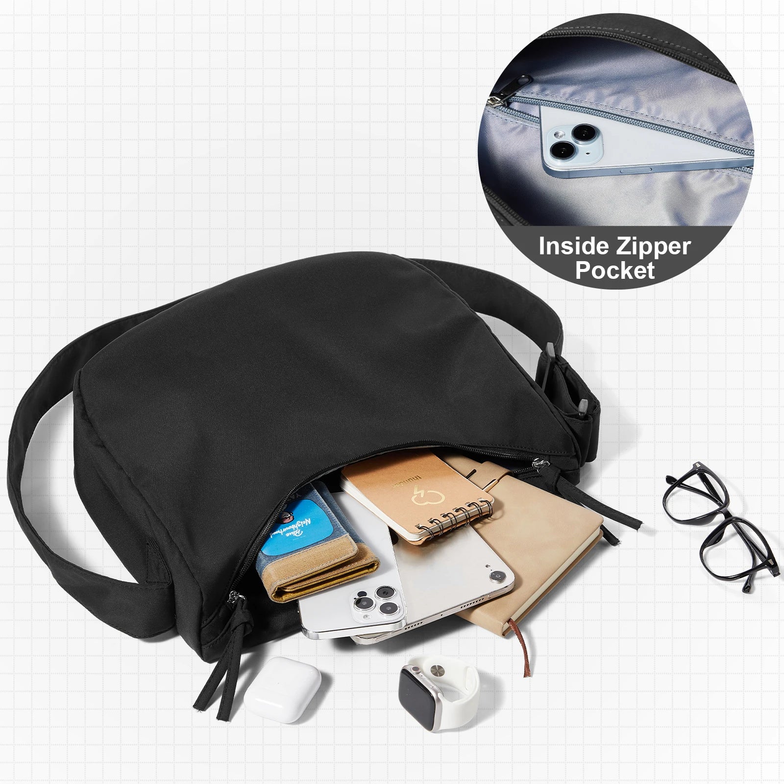 Fewchor Unisex Nylon Umhängetasche – Wasserdichte Messenger Bag für Schule, Stadt & Freizeit