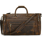 Newsbirds Extralarge Crazy Horse Bolsa de cuero para hombres – 60 cm Vintage Travel Duffle aus echtem Rindsleder mit Nietenboden 