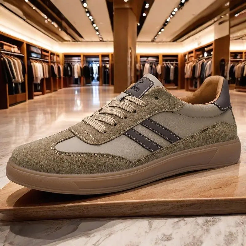 HKDQ Herren Leder Sneakers – Klassische Casual Sportschuhe, rutschfest, atmungsaktiv für Outdoor, Walking & Skateboard