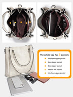 ZENCY Multifunktionale Ledertasche – Gros Shopper Bag aus 100% Echtleder für Damen, Schulter- &amp; Crossbody Tote, Rouge