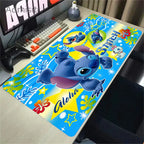 Tapis de souris en cuir HD Kawaii Anime Stitch – Grand tapis de souris de jeu avec protection anti-français, protection de l'environnement et protection manuelle en cuir PU