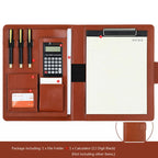 Professionelle Leder A4 Konferenzmappe mit Klemmbrett &amp; Taschenrechner – Portafolio de negocios para oficinas y reuniones