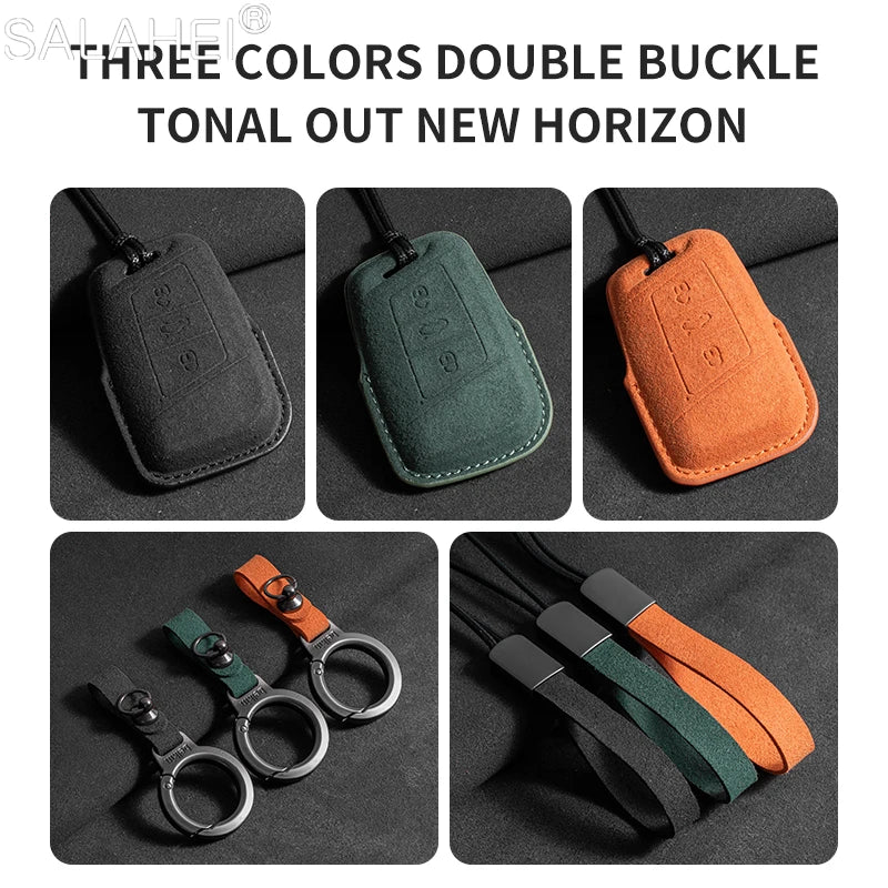 Wildleder Autoschlüssel Hülle para VW, Skoda y SEAT - Funda para llave premium para Passat B8, Tiguan MK2, Golf 8, Octavia A7/A8 y Leon MK4 