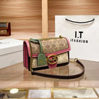 2025 Damen Light Luxury Schultertasche – Designer Crossbody Bag mit Farbkontrast & Kleinem Quadrat-Design