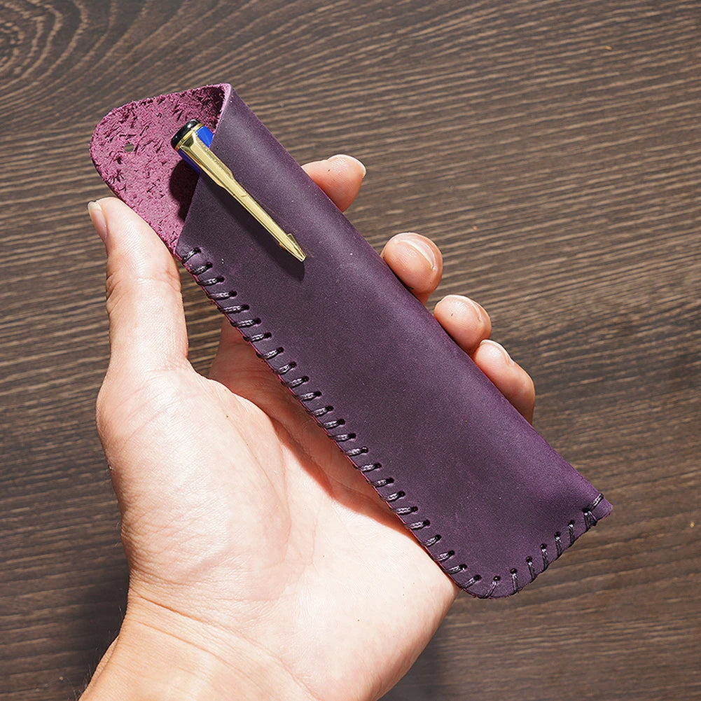 Echtes Leder Stifteetui Vintage – Single Pen Case aus Leder für Füllfederhalter, Rollerball & Kugelschreiber