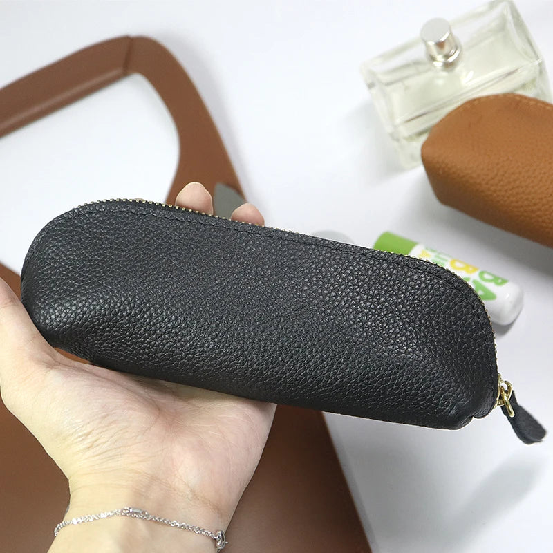 Personalisierte Leder Stiftetasche aus echtem Rindsleder – Estuche para bolígrafos de negocios con iniciales y cierre de caja 