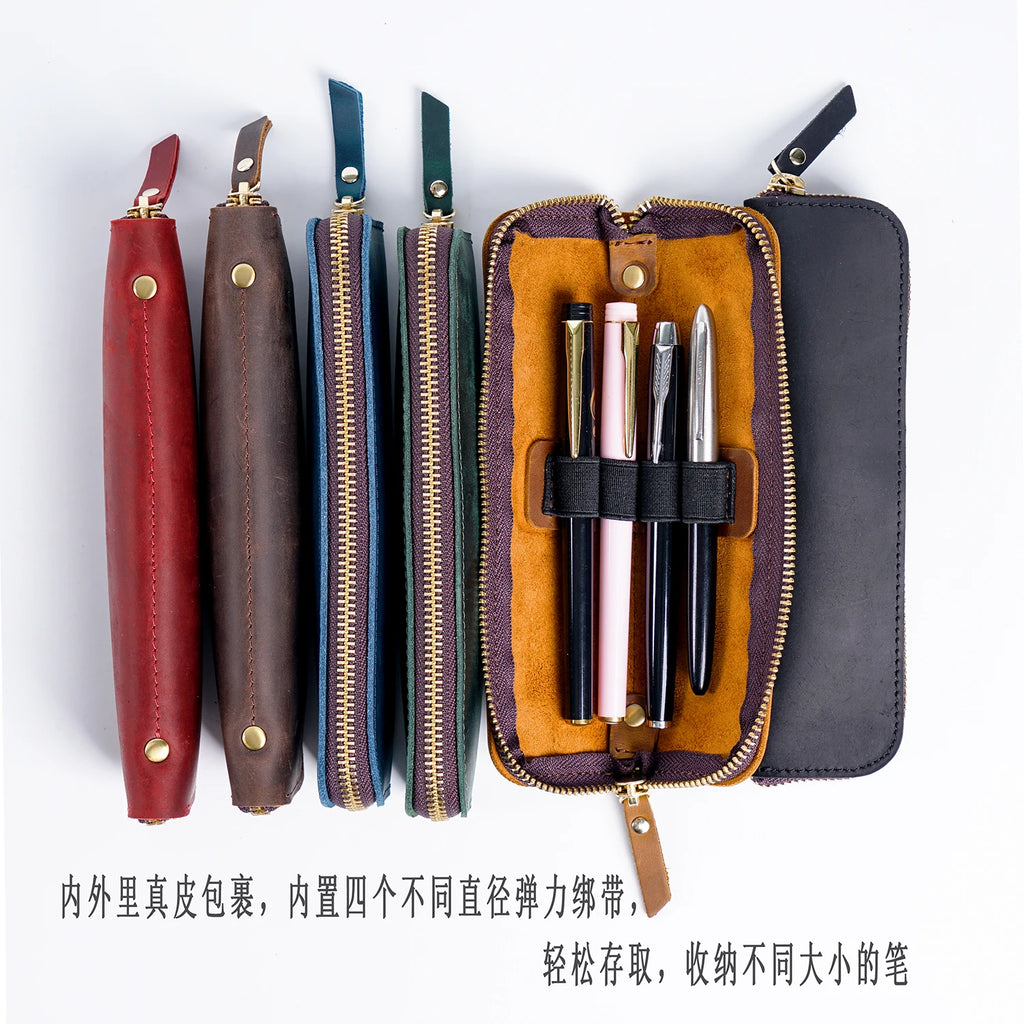 Handgefertigtes Vintage Leder Stifteetui aus Rindsleder – Kompakte Schutzhülle für Füllfederhalter & edle Schreibgeräte