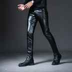 Herren Skinny Biker PU Lederhose – Slim Fit Motorrad-Hose aus Kunstleder für Club, Bühne &amp; Alltag (Ganzjahresmodell)