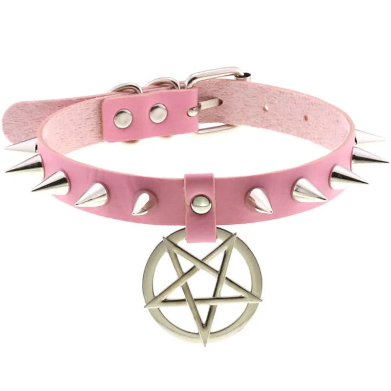 Gargantilla gótica punk con Nieten &amp; Stern – PU-Leder Halsband con Herz, Kreuz &amp; Spikes en estilo Harajuku Y2K para mujeres 
