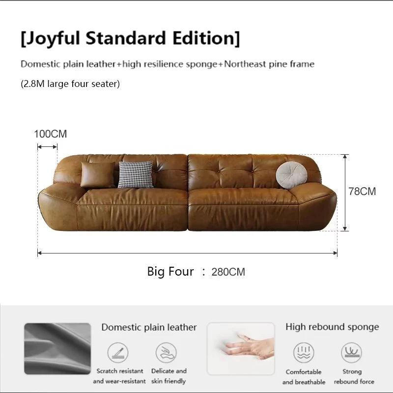 Luxus Leder Sofa für das Wohnzimmer – Modernes europäisches Design, elegante Wohnlandschaft für stilvolle Raumgestaltung