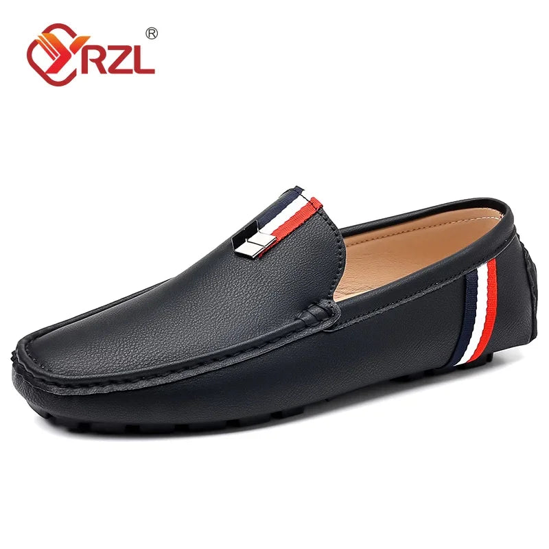 YRZL Herren Loafer in Weiß & Schwarz – Bequeme Slip-On Mokassins aus PU-Leder, Sommerliche Driving Shoes für Alltag & Freizeit