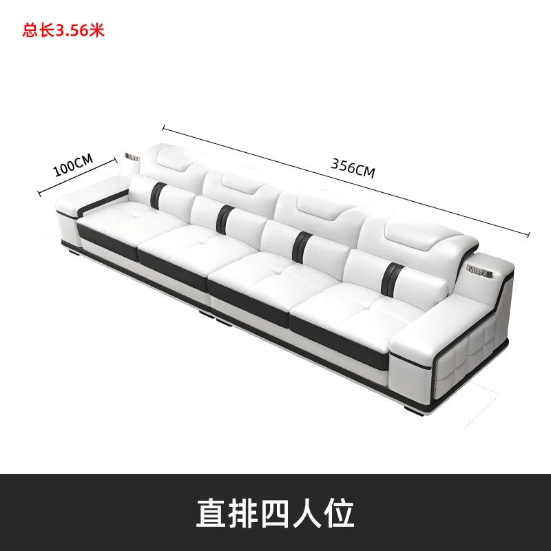 Modernes Luxus Ecksofa en Leder – Canapé multifonctionnel en forme de L, canapé d'immersion design minimaliste pour femmes de style